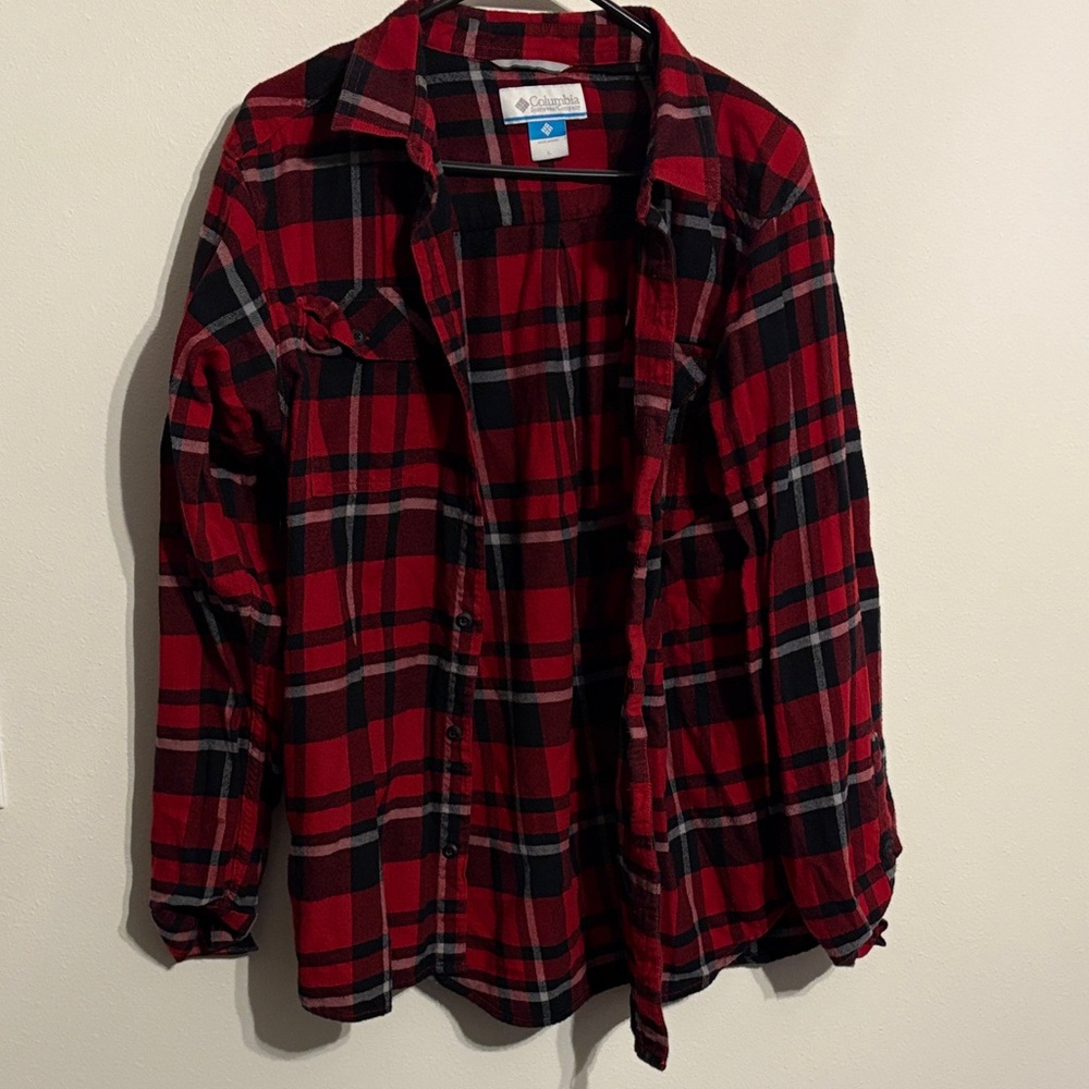 Calvin Klein Men's Casual Red Plaid Shirt